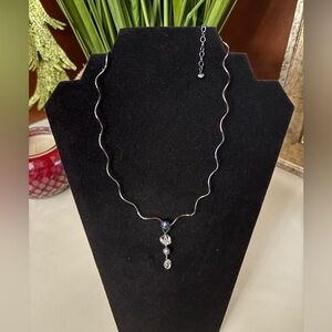 Deb Guyot Sterling Silver Pearl Quartz Crystal Drop Necklace